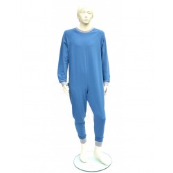 100% algodón manga larga Pijama entero sanitario para personas con cremallera 